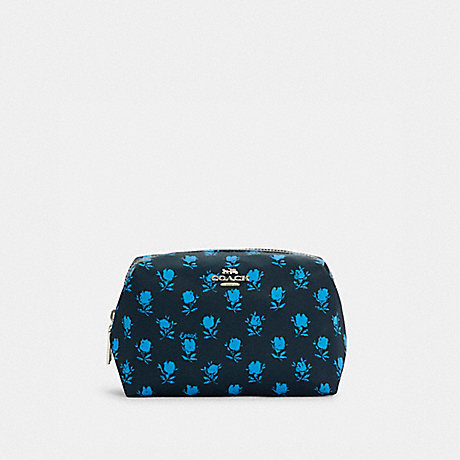 COACH C5583 SMALL BOXY COSMETIC CASE WITH BADLAND FLORAL PRINT SV/MIDNIGHT-NAVY-MULTI