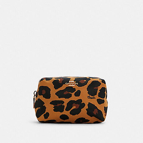 COACH C5584 SMALL BOXY COSMETIC CASE WITH LEOPARD PRINT IM/LIGHT-SADDLE-MULTI