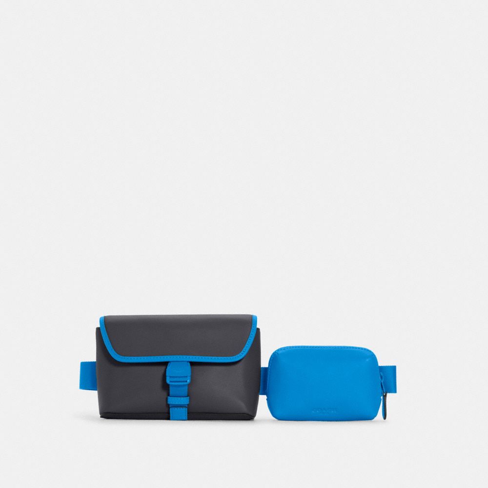 Rider Double Belt Bag - C5603 - BLACK ANTIQUE/HEATHER GREY/FLAX