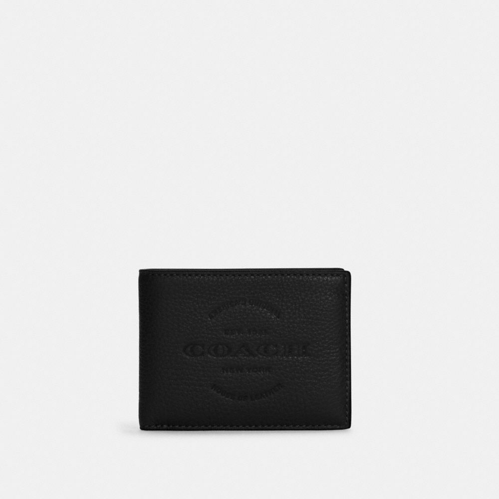 COACH C5604 - Slim Billfold Wallet BLACK ANTIQUE/IVORY MULTI