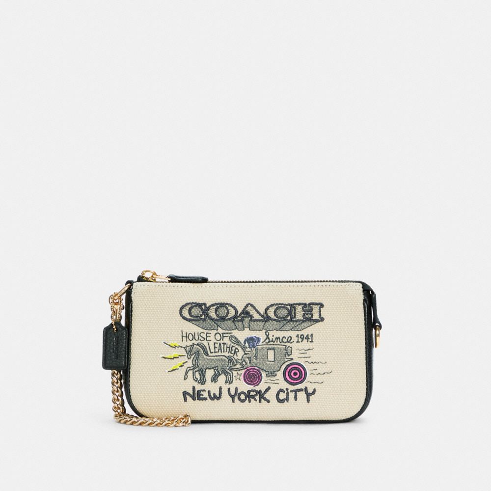 COACH C5609 - LARGE WRISTLET WITH ART SCHOOL GRAPHIC IM/NATURAL MULTI
