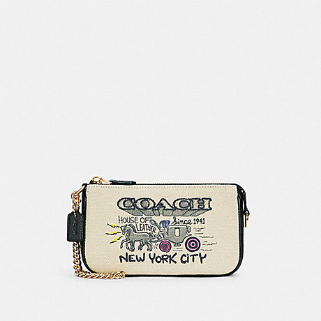 COACH C5609 LARGE WRISTLET WITH ART SCHOOL GRAPHIC IM/NATURAL MULTI
