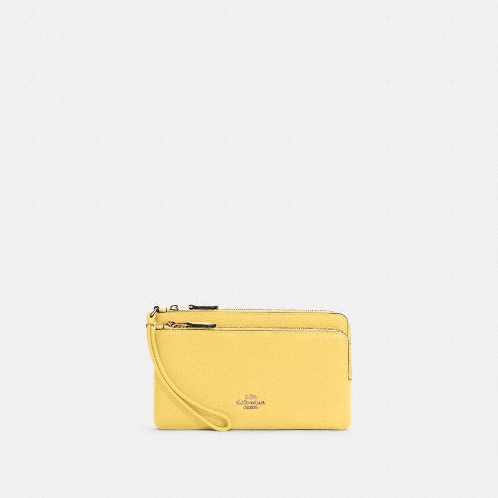 COACH C5610 - Double Zip Wallet GOLD/RETRO YELLOW