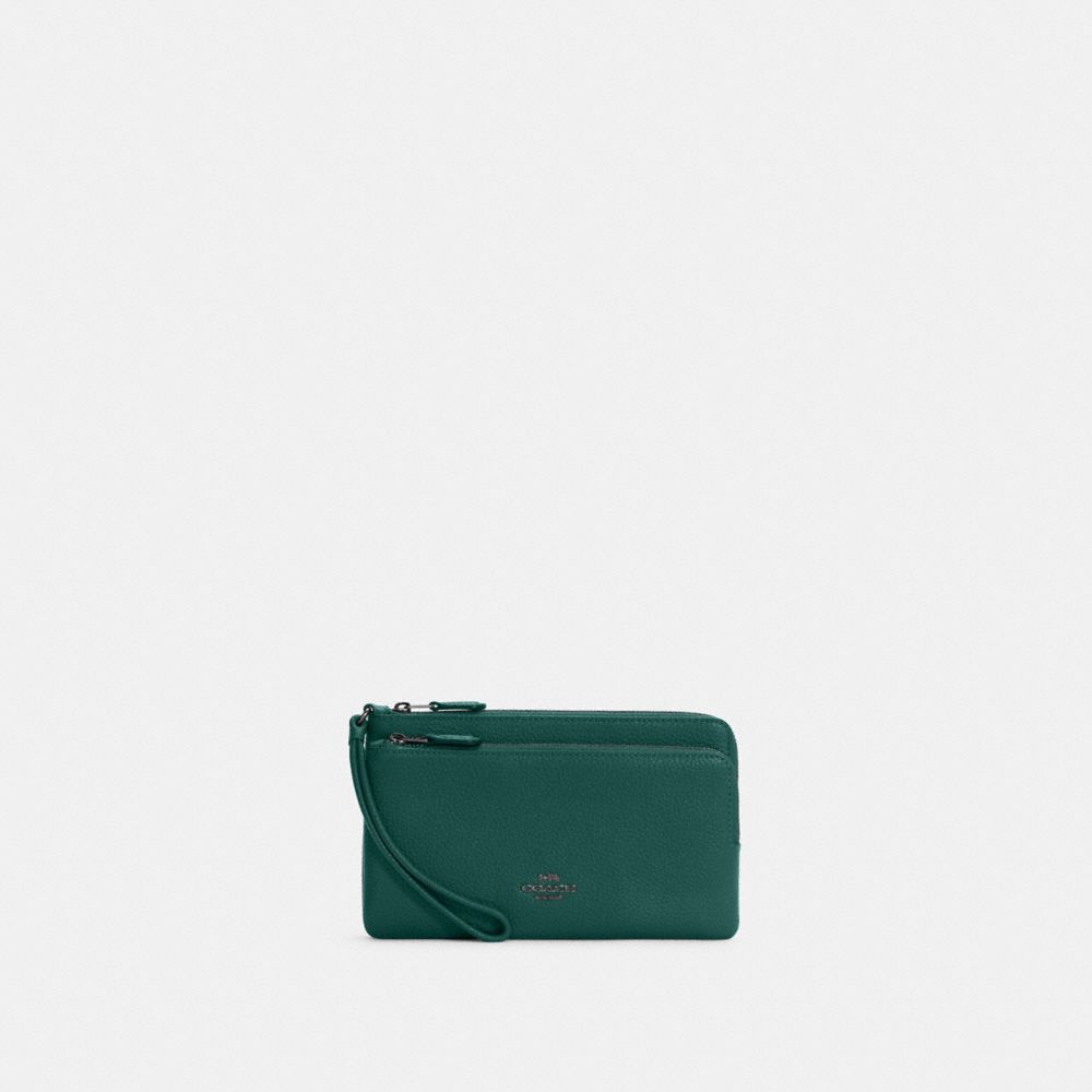 Double Zip Wallet - C5610 - Gunmetal/Forest