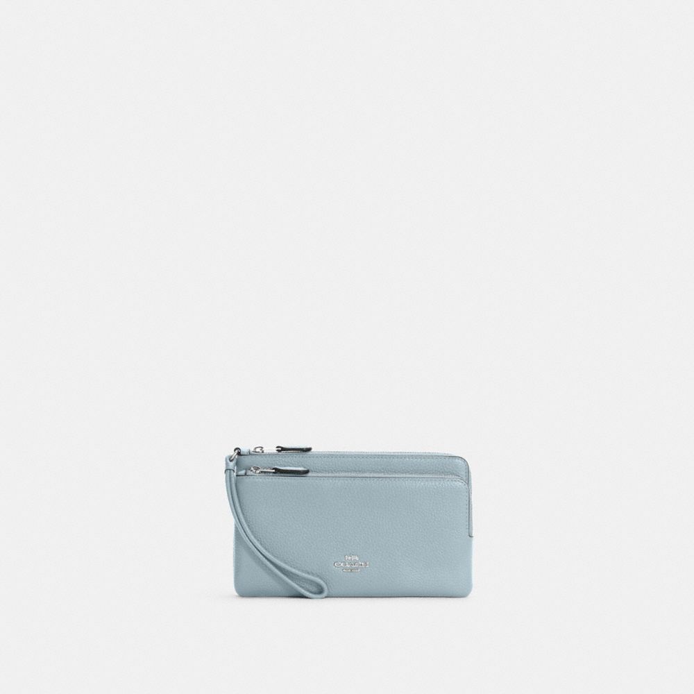 Double Zip Wallet - C5610 - Silver/POWDER BLUE