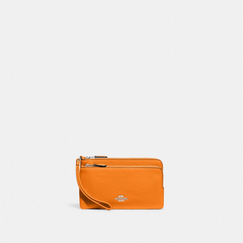 Double Zip Wallet - C5610 - Silver/Bright Mandarin
