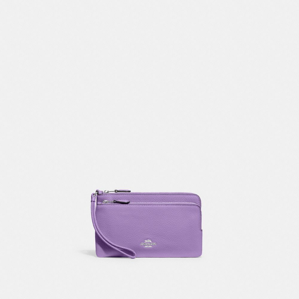 COACH C5610 Double Zip Wallet Silver/Iris