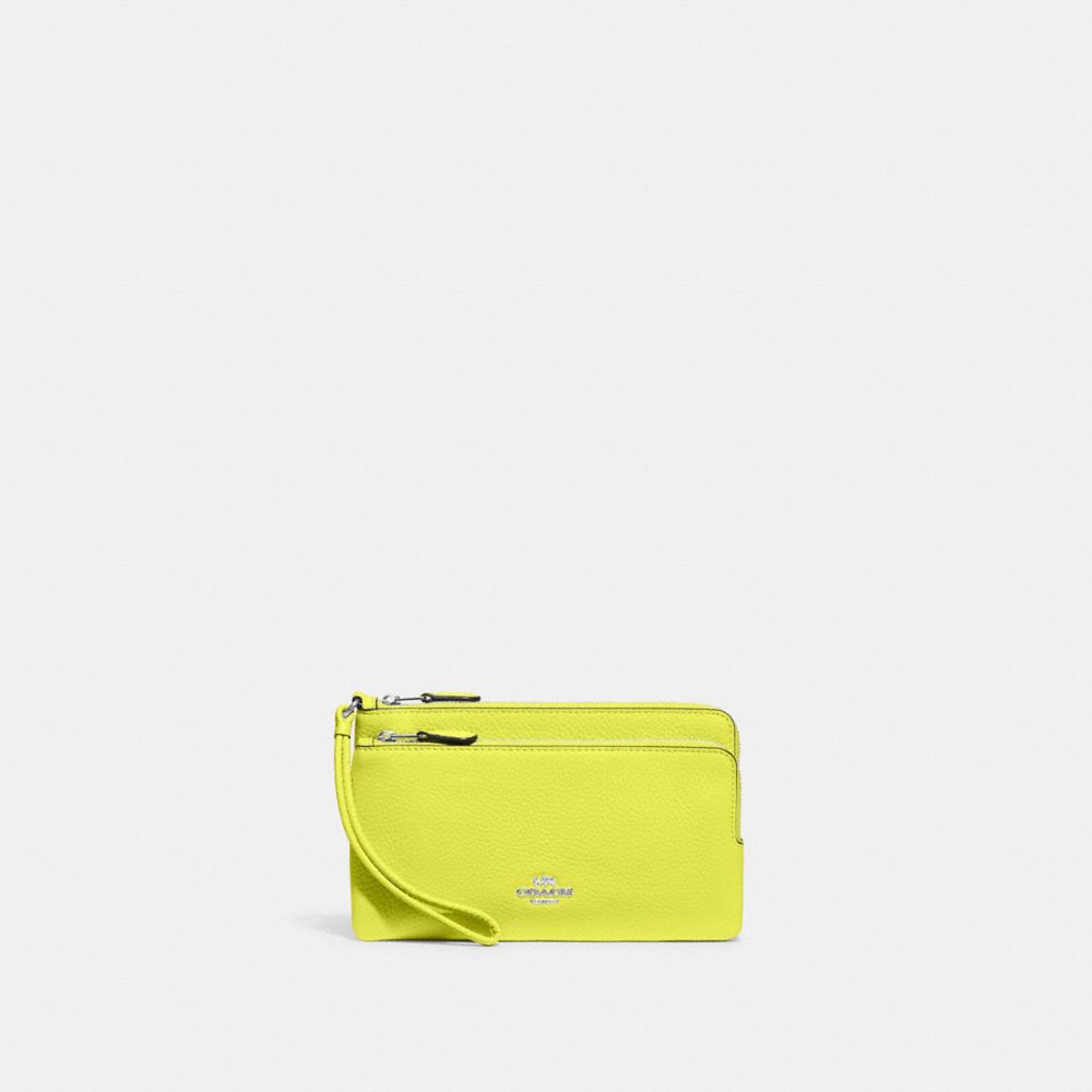 COACH C5610 Double Zip Wallet SV/BRIGHT YELLOW