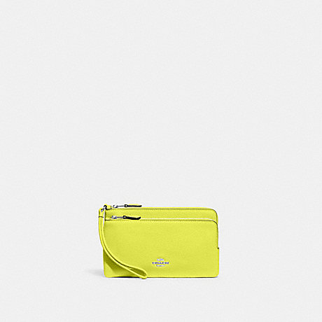 COACH C5610 Double Zip Wallet Sv/Bright Yellow