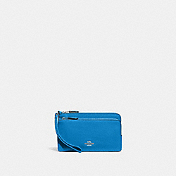 COACH C5610 Double Zip Wallet SILVER/RACER BLUE