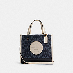 COACH Dempsey Tote 22 In Signature Jacquard With Coach Patch - GOLD/DENIM MULTI - C5638