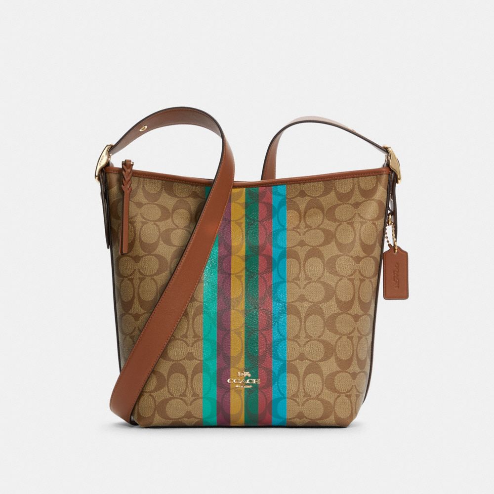 COACH C5641 Val Duffle In Signature Canvas With Stripe GOLD/KHAKI-MULTI