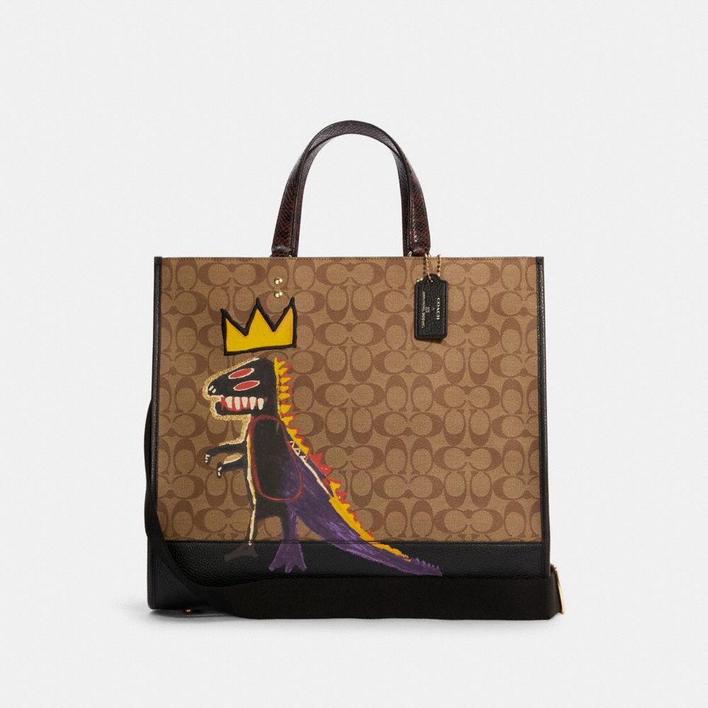 COACH X JEAN-MICHEL BASQUIAT DEMPSEY TOTE 40 IN SIGNATURE CANVAS - IM/KHAKI MULTI - COACH C5659