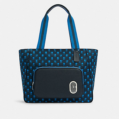 COACH COURT TOTE WITH BADLAND FLORAL PRINT - SV/MIDNIGHT MULTI - C5669