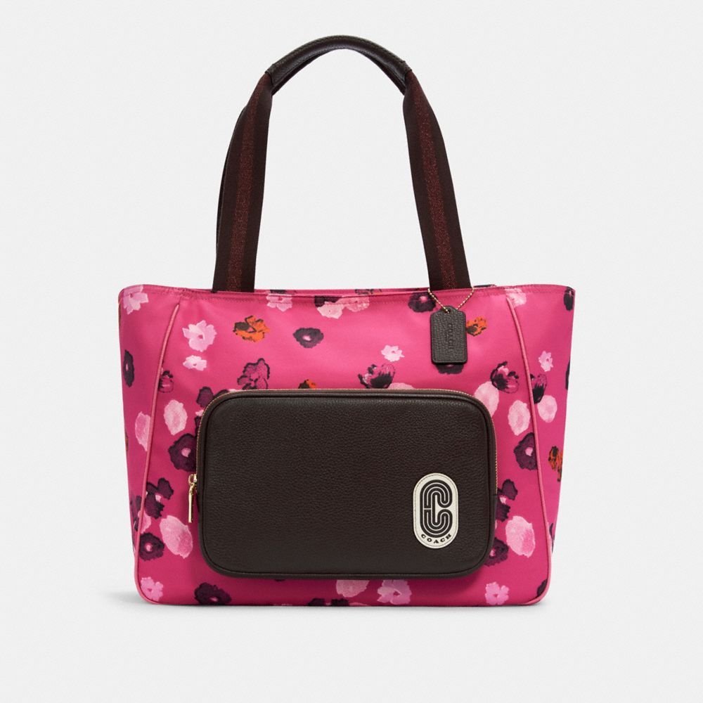 COURT TOTE WITH HALFTONE FLORAL PRINT - C5670 - IM/CONFETTI PINK MULTI