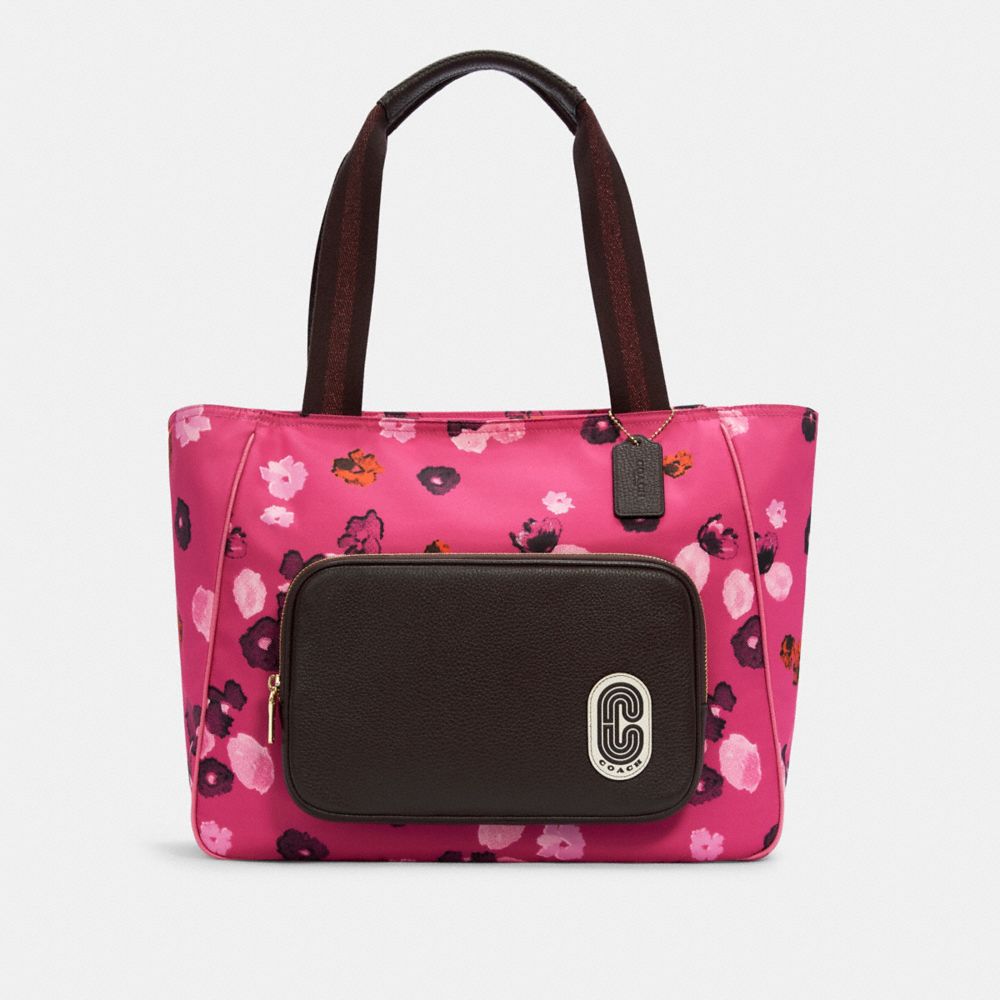 COACH COURT TOTE WITH HALFTONE FLORAL PRINT - IM/CONFETTI PINK MULTI - C5670