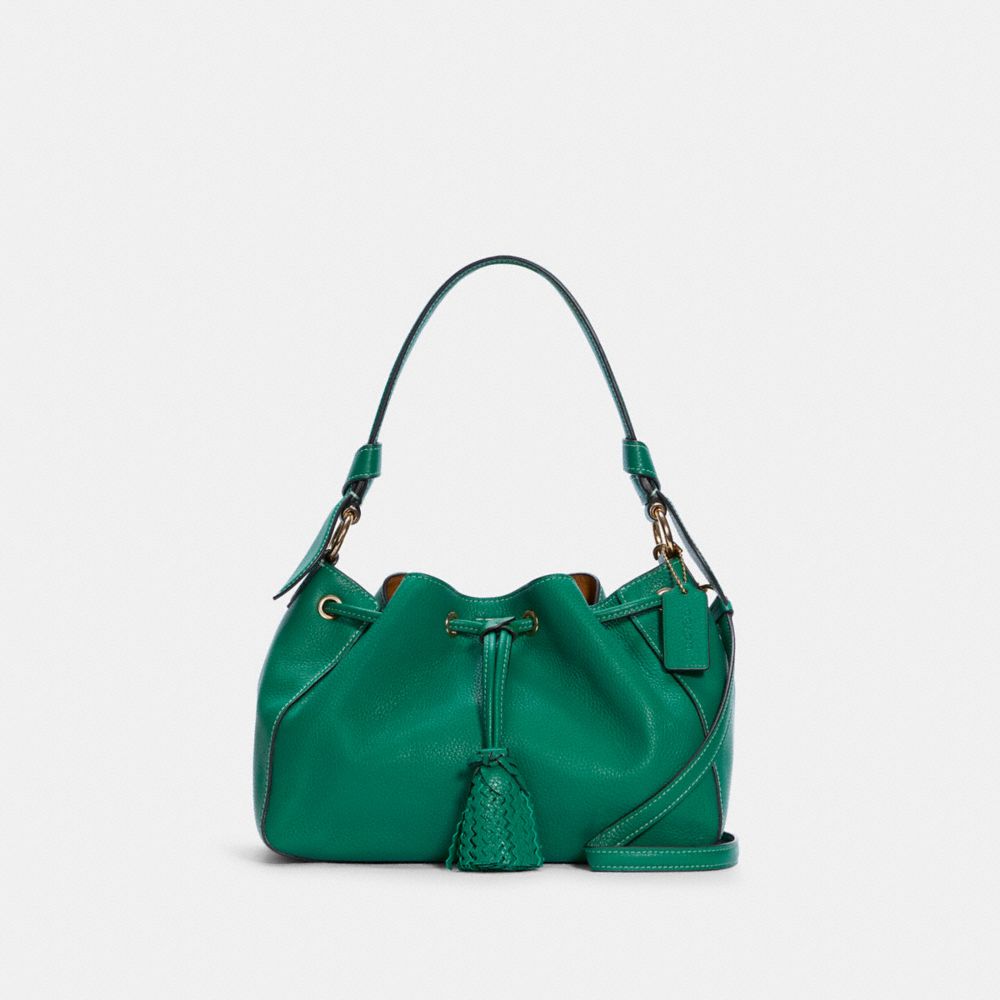 COACH C5671 - Everly Drawstring Shoulder Bag GOLD/BRIGHT JADE