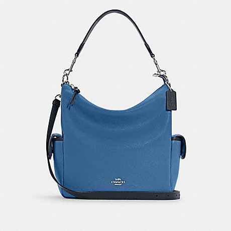 COACH C5673 Pennie Shoulder Bag Silver/Sky-Blue-Multi