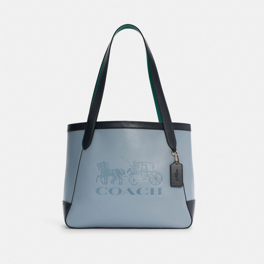 TOTE IN COLORBLOCK WITH HORSE AND CARRIAGE - C5676 - IM/TWILIGHT MULTI