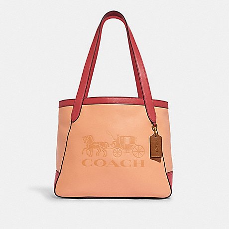 COACH C5676 Tote In Colorblock With Horse And Carriage GOLD/FADED-BLUSH-MULTI