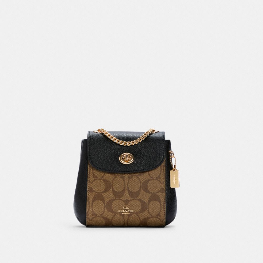 COACH C5678 - Convertible Mini Backpack In Signature Canvas GOLD/KHAKI/BLACK