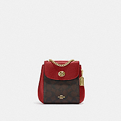 COACH C5678 Convertible Mini Backpack In Signature Canvas GOLD/BROWN 1941 RED