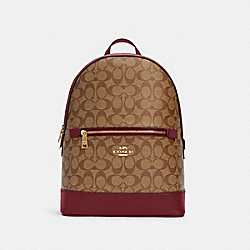 Kenley Backpack In Signature Canvas - C5679 - GOLD/KHAKI/CHERRY
