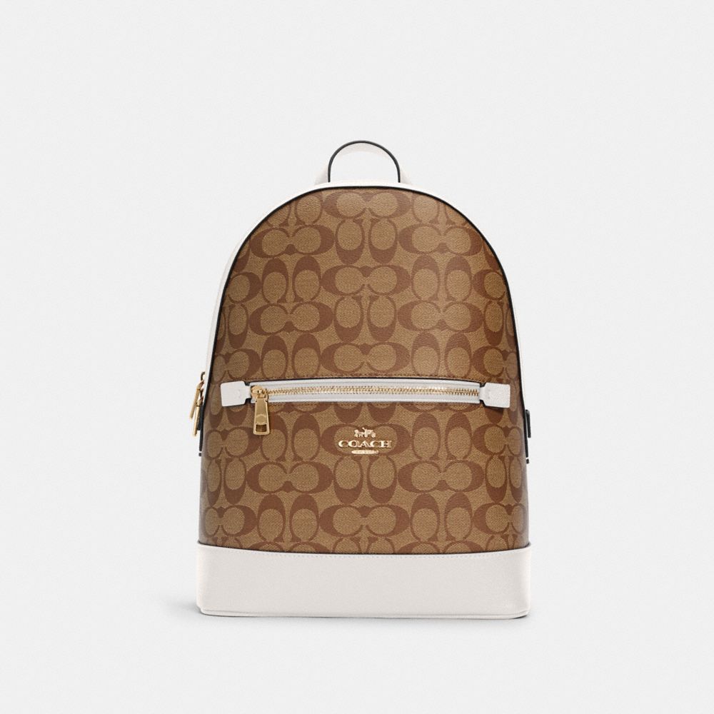 COACH Kenley Backpack In Signature Canvas - GOLD/KHAKI/CHALK - C5679