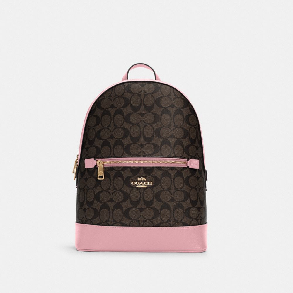 Kenley Backpack In Signature Canvas - C5679 - GOLD/BROWN/TRUE PINK