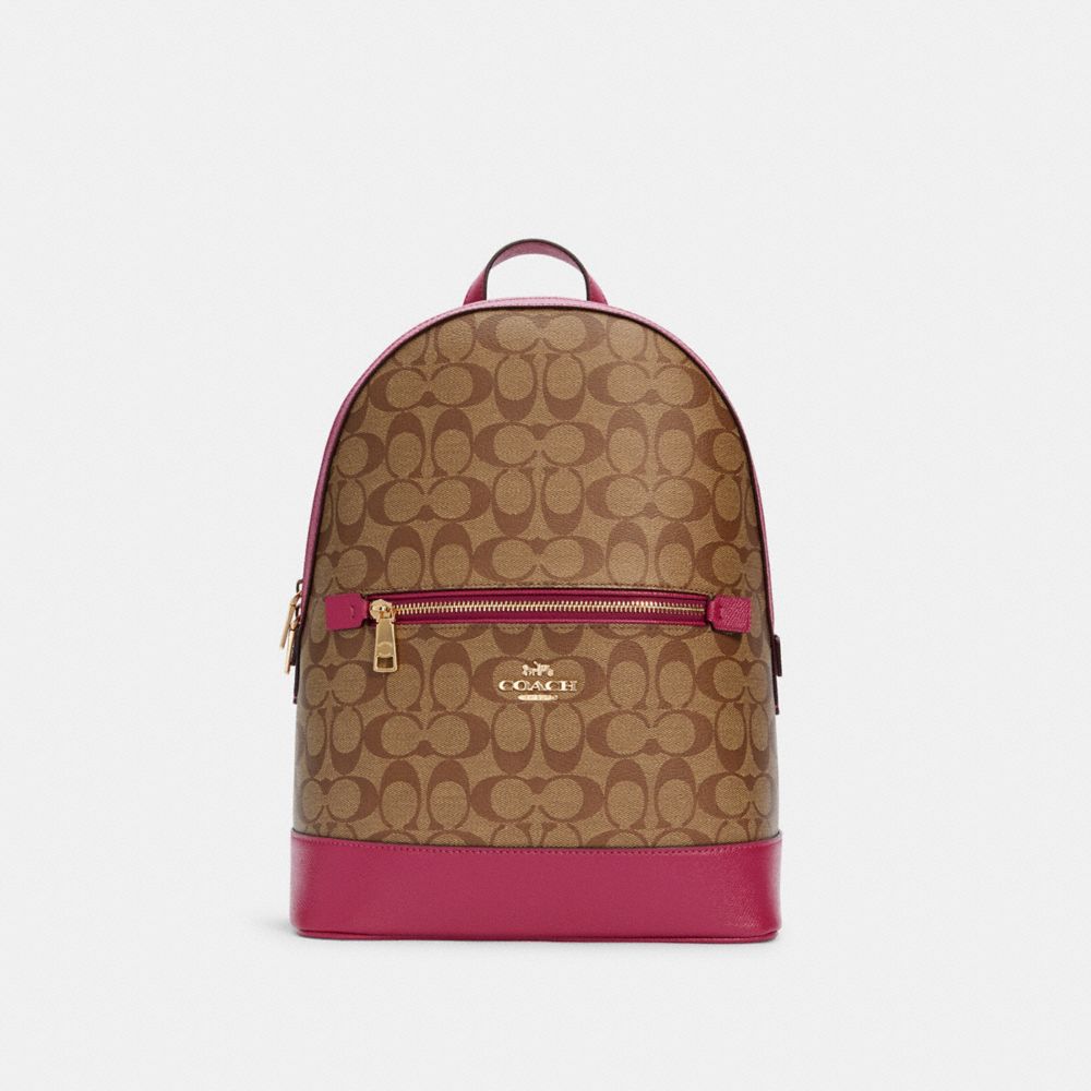KENLEY BACKPACK IN SIGNATURE CANVAS - IM/KHAKI/BRIGHT VIOLET - COACH C5679