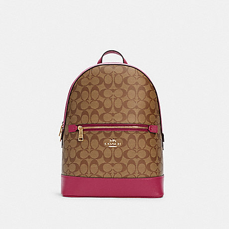 COACH C5679 KENLEY BACKPACK IN SIGNATURE CANVAS IM/KHAKI/BRIGHT-VIOLET