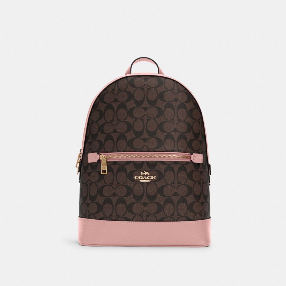 Kenley Backpack In Signature Canvas - C5679 - GOLD/BROWN SHELL PINK