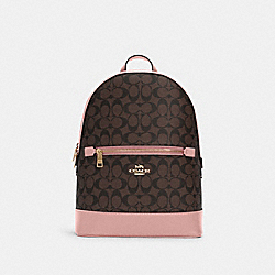 COACH C5679 Kenley Backpack In Signature Canvas GOLD/BROWN SHELL PINK