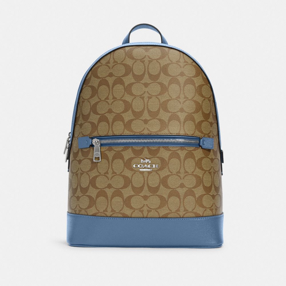 Kenley Backpack In Signature Canvas - SILVER/KHAKI STONE BLUE - COACH C5679