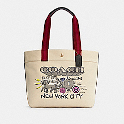 TOTE WITH ART SCHOOL GRAPHIC - C5683 - IM/NATURAL MULTI