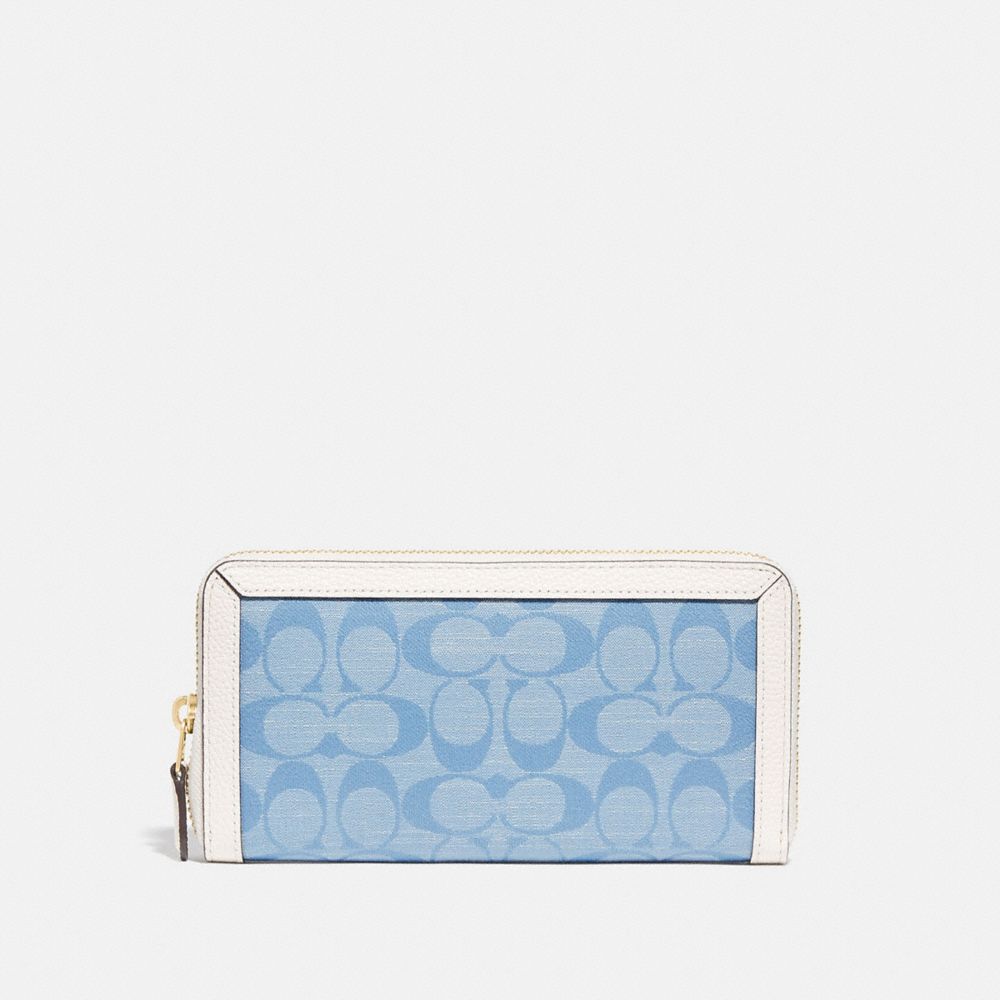 COACH Accordion Zip Wallet In Signature Chambray - BRASS/LIGHT WASHED DENIM CHALK - C5684