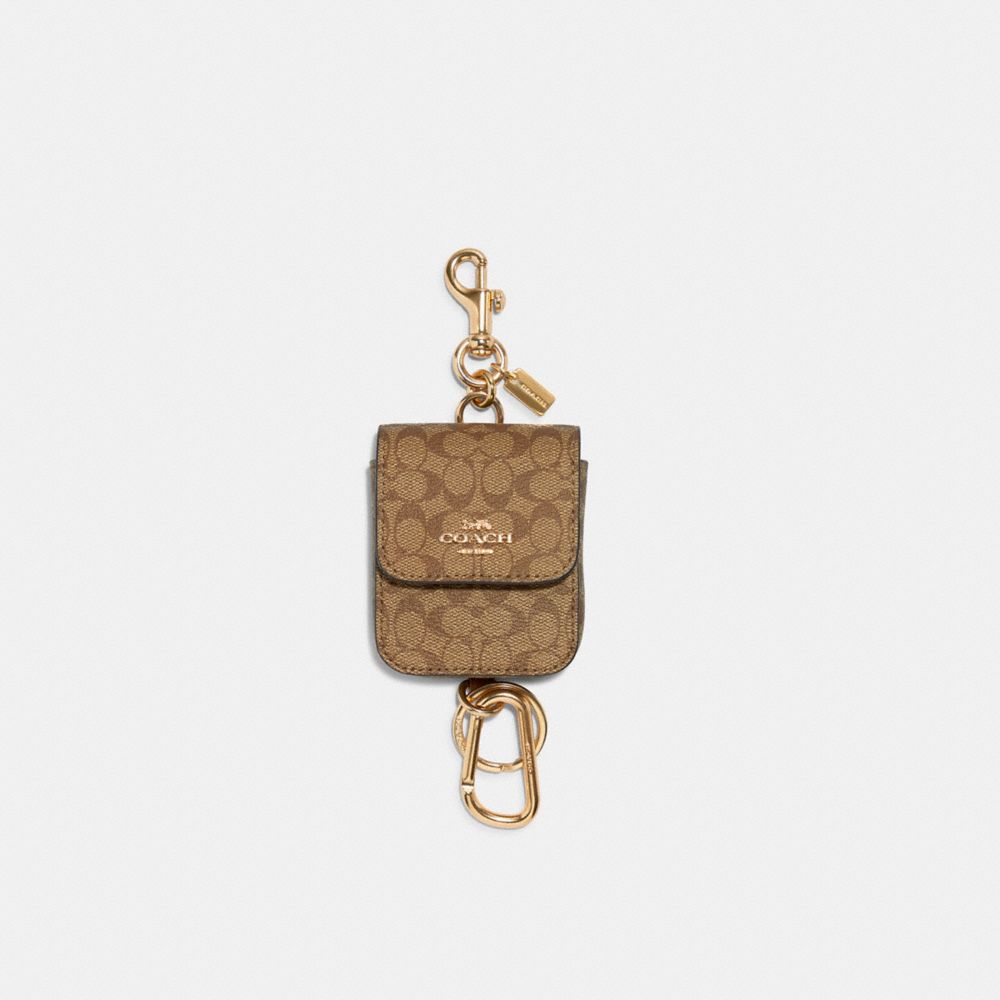 MULTI ATTACHMENTS CASE BAG CHARM IN SIGNATURE CANVAS - IM/KHAKI - COACH C5698