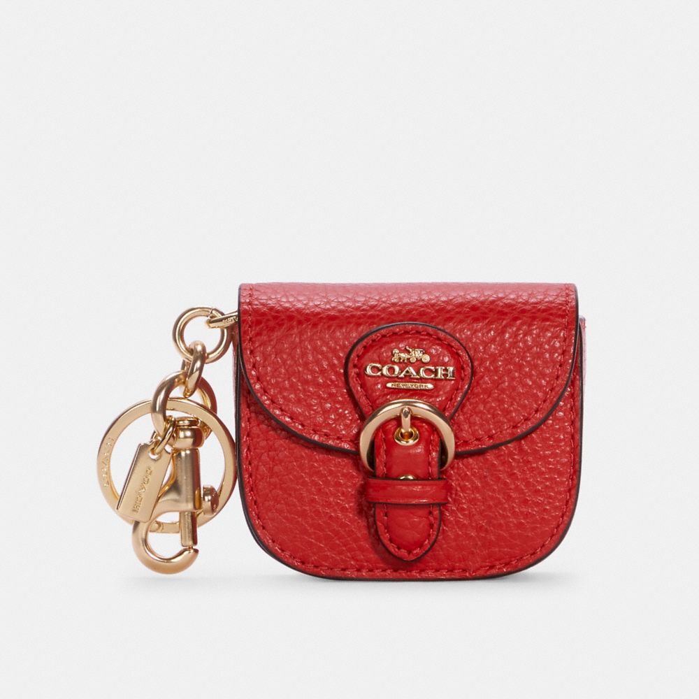 COACH C5701 - MINI BUCKLE SADDLE BAG CHARM IM/BRIGHT POPPY