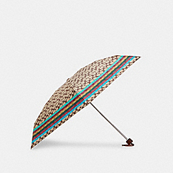 COACH C5712 Uv Protection Mini Umbrella In Signature Stripe Print IM/KHAKI/LEGACY MULTI