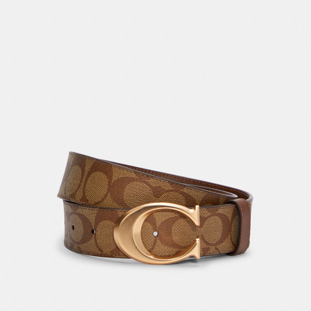 Signature Buckle Belt, 38 Mm - C5715 - GOLD/KHAKI SADDLE