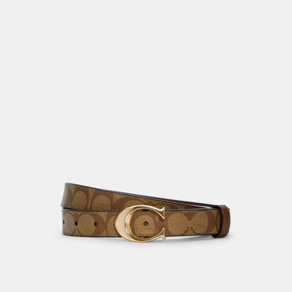 COACH C5716 Signature Buckle Belt, 25 Mm GOLD/KHAKI SADDLE