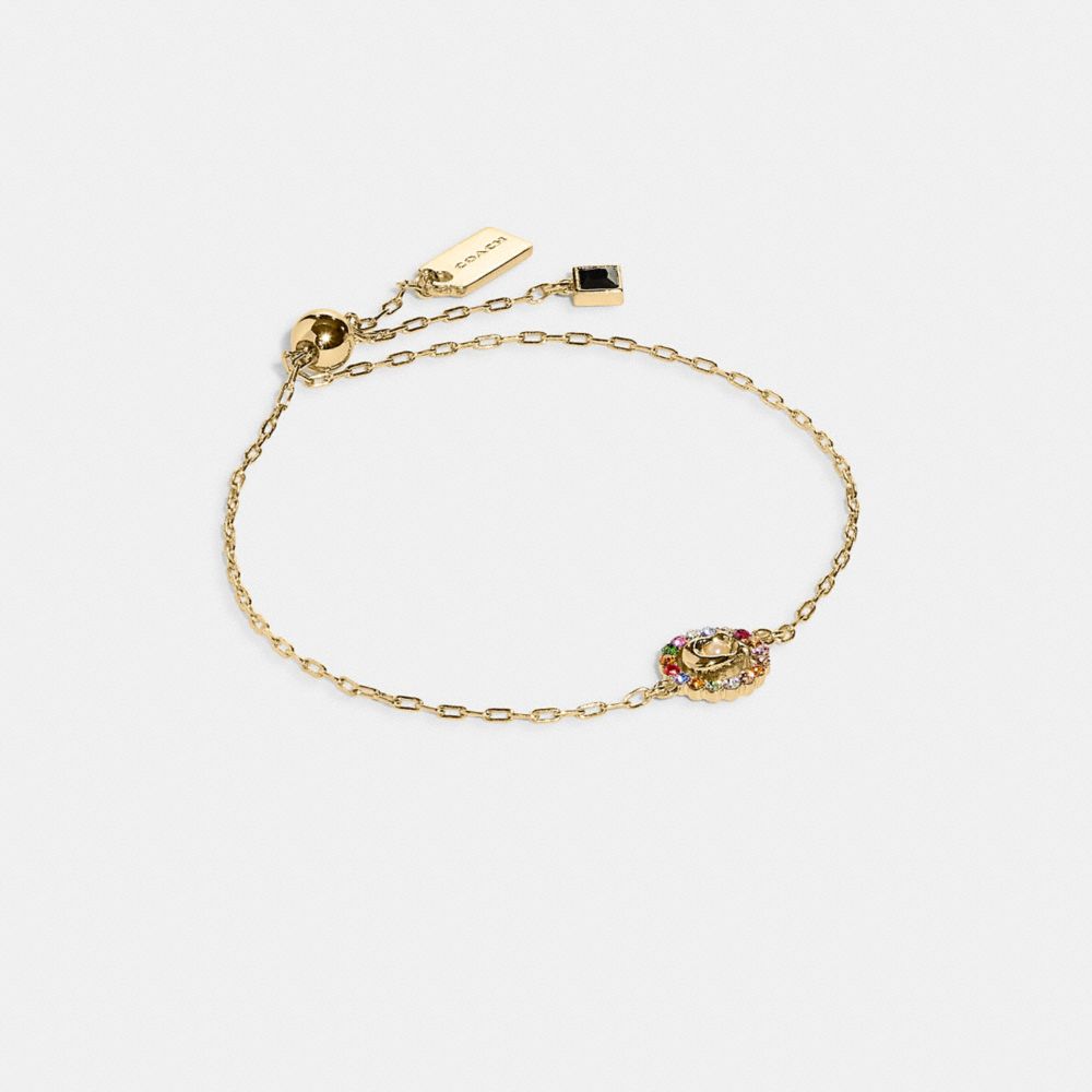 COACH C5718 Signature Multicolor Crystal Slider Bracelet Gold/Multi