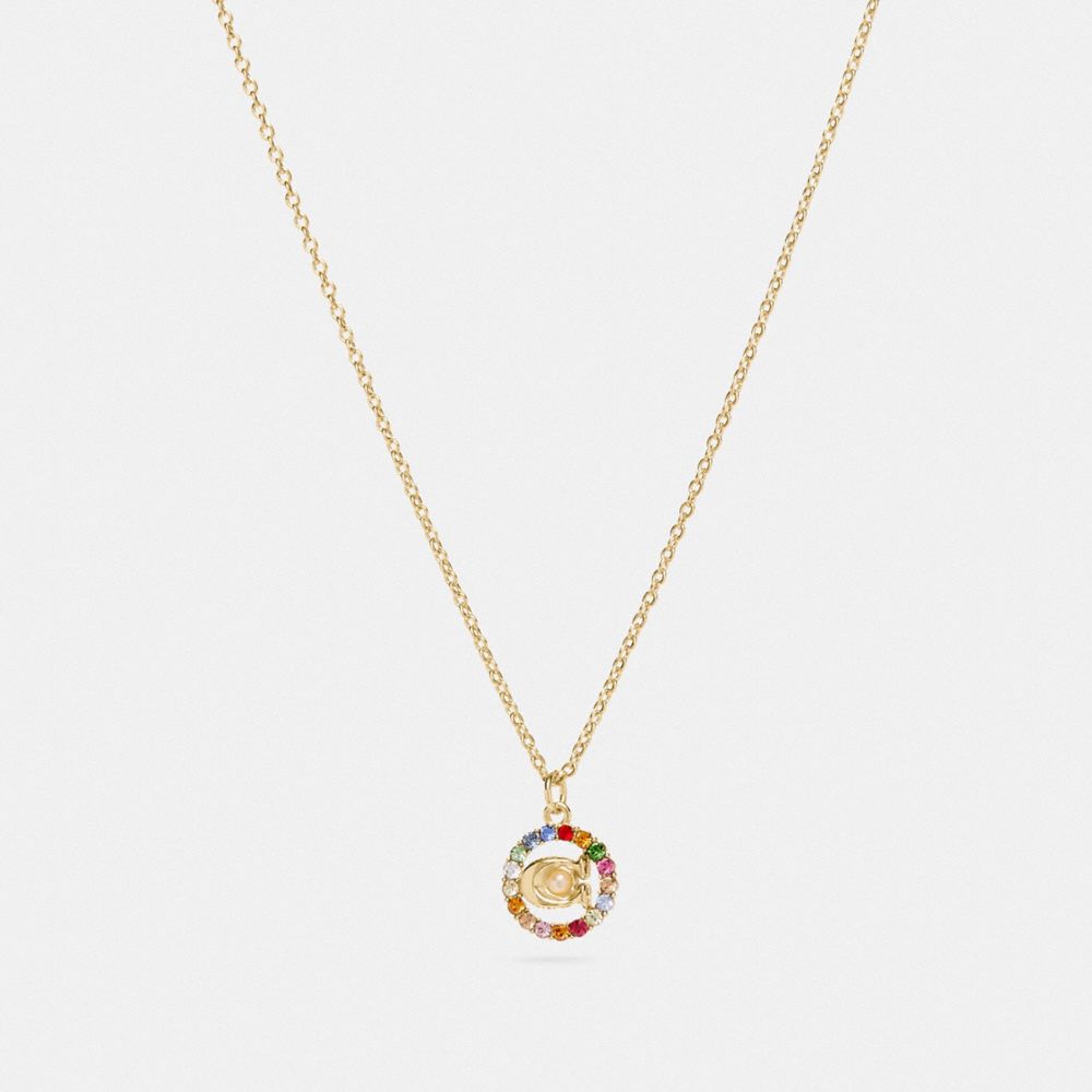 COACH C5721 Signature Multicolor Crystal Necklace Gold/Multi