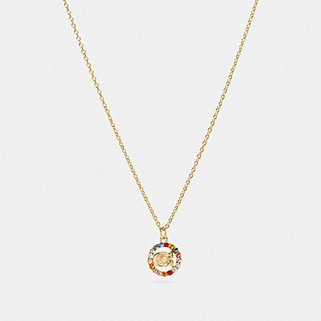COACH C5721 Signature Multicolor Crystal Necklace Gold/Multi