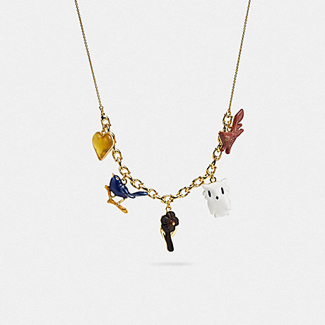 COACH C5727 Charm Chain Link Necklace GOLD-AND-RESIN