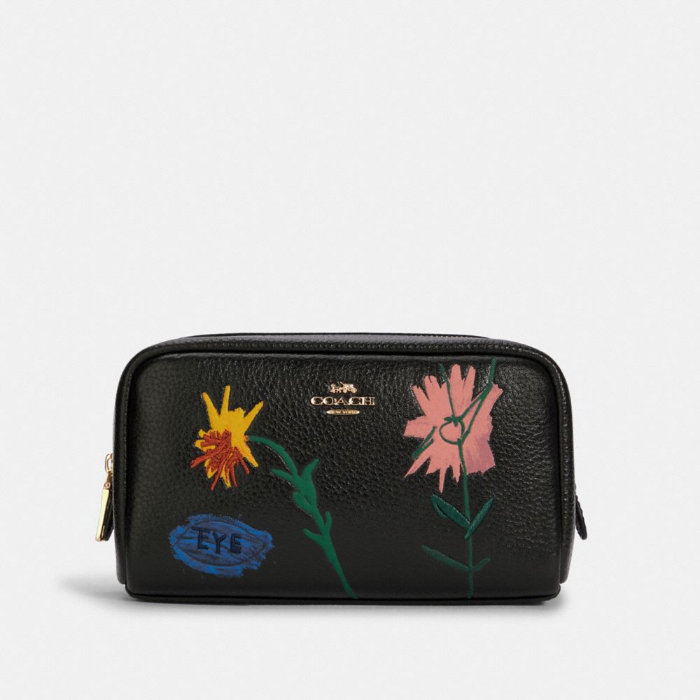 COACH X JEAN-MICHEL BASQUIAT SMALL BOXY COSMETIC CASE - C5744 - IM/BLACK MULTI