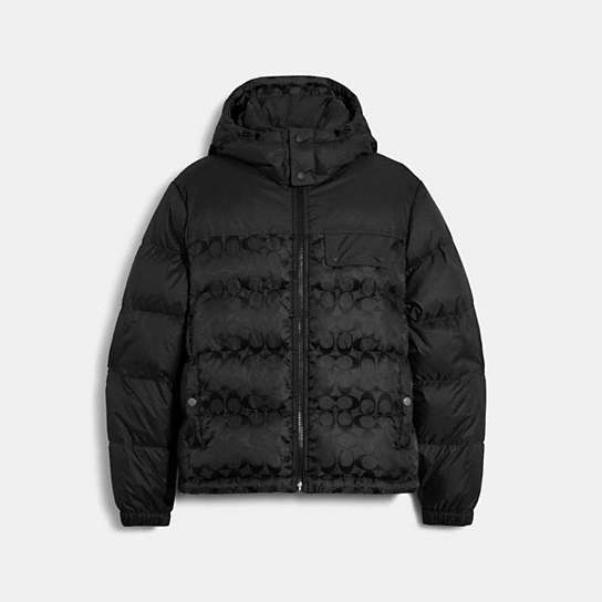 C5757 - Signature Hooded Puffer Jacket Black