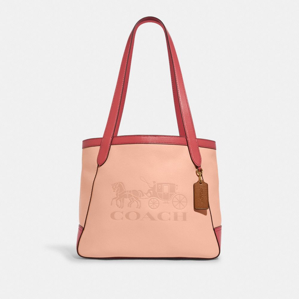 COACH Tote 27 In Colorblock With Horse And Carriage - GOLD/FADED BLUSH MULTI - C5775