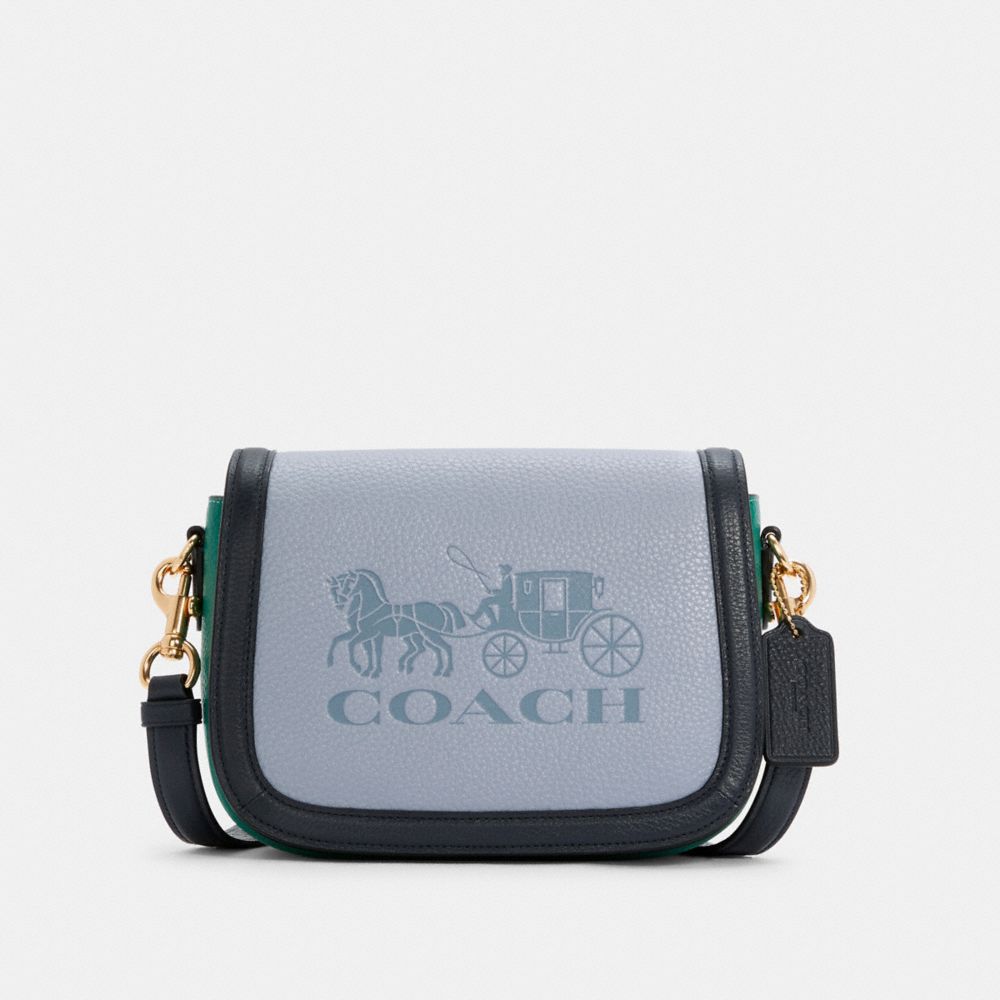 COACH C5776 SADDLE IN COLORBLOCK WITH HORSE AND CARRIAGE IM/TWILIGHT MULTI