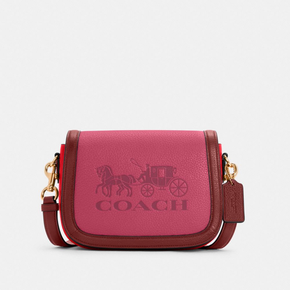 COACH C5776 Saddle In Colorblock With Horse And Carriage IM/BRIGHT VIOLET MULTI
